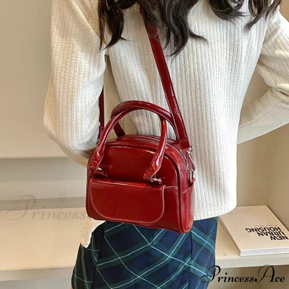 Crimson Firm Faux Leather Underarm Shoulder Bag