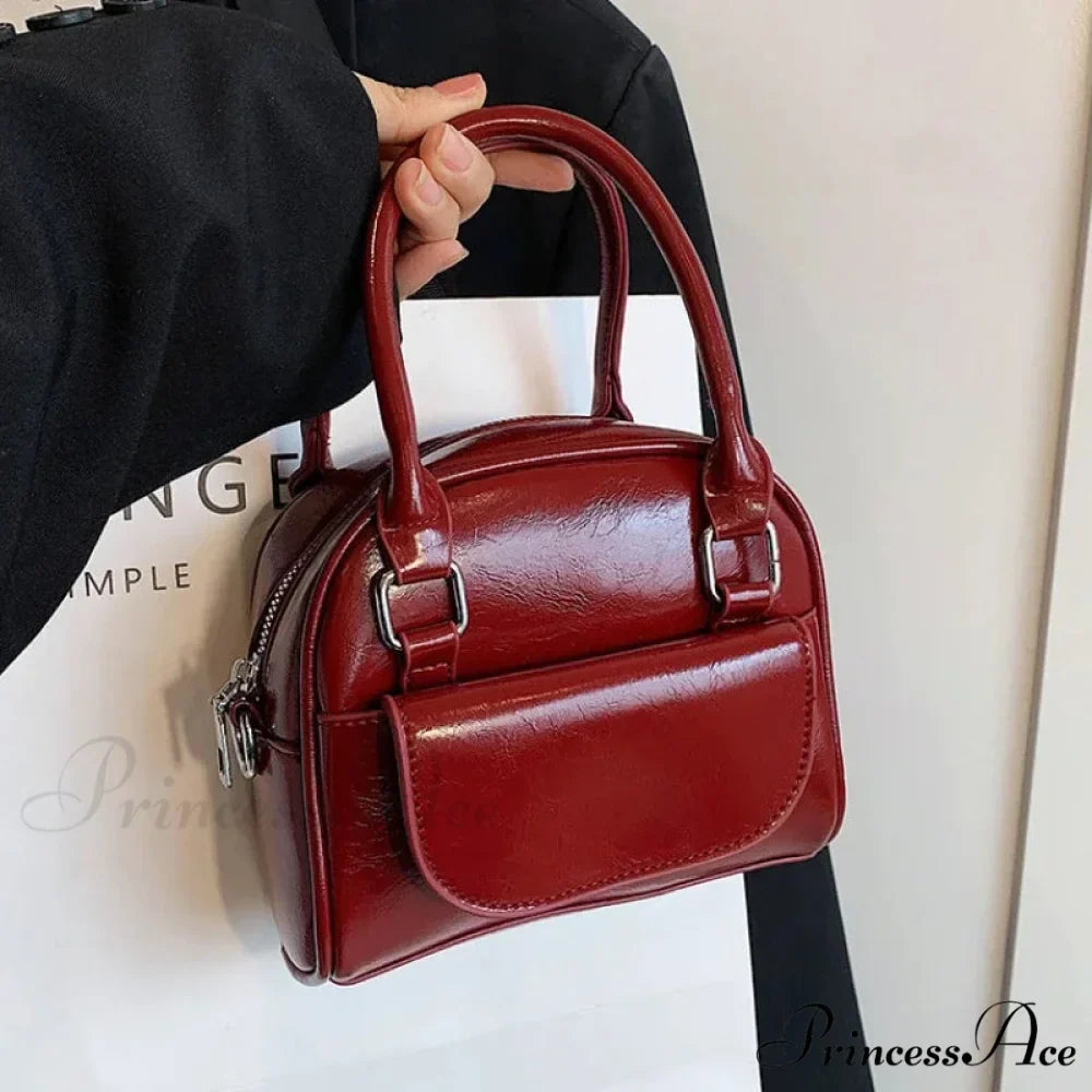Crimson Firm Faux Leather Underarm Shoulder Bag