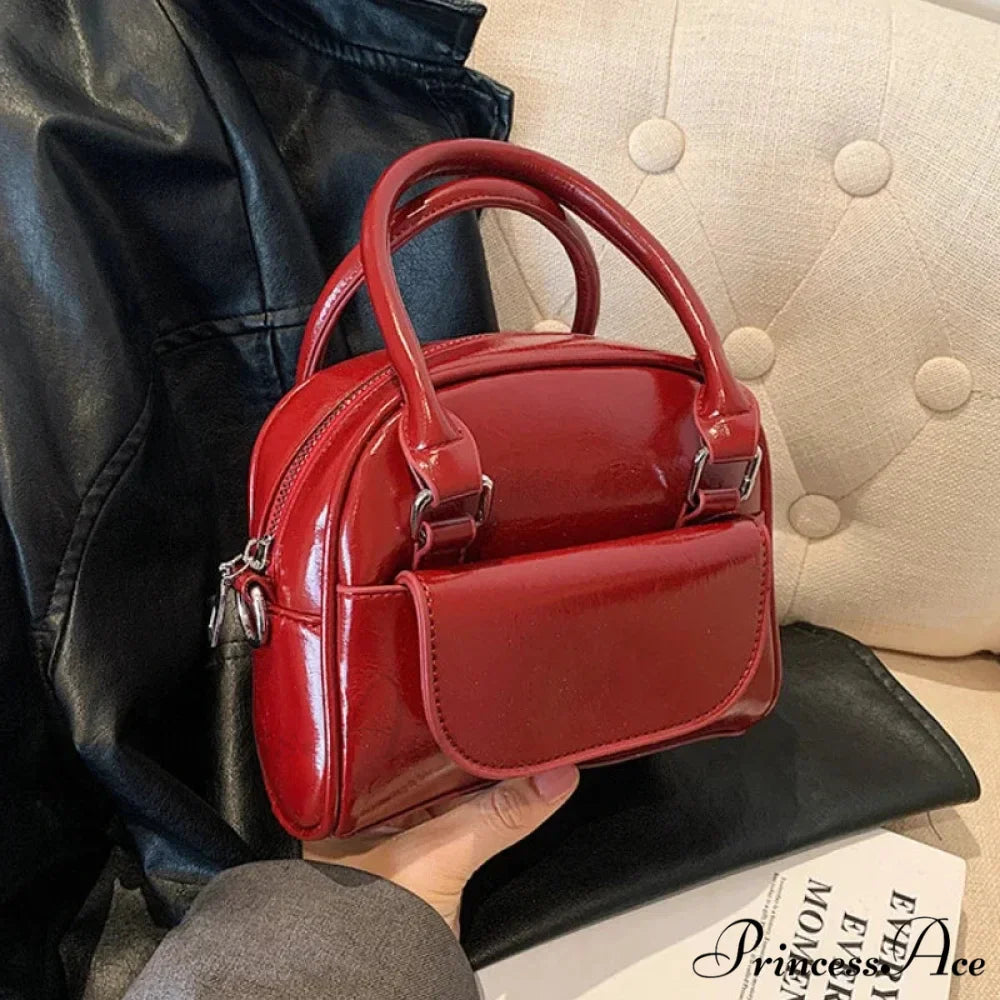 Crimson Firm Faux Leather Underarm Shoulder Bag
