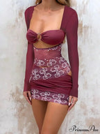 Crimson Floral Mini Dress