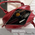 Crimson Glossy Leather Hobo Shoulder Bag