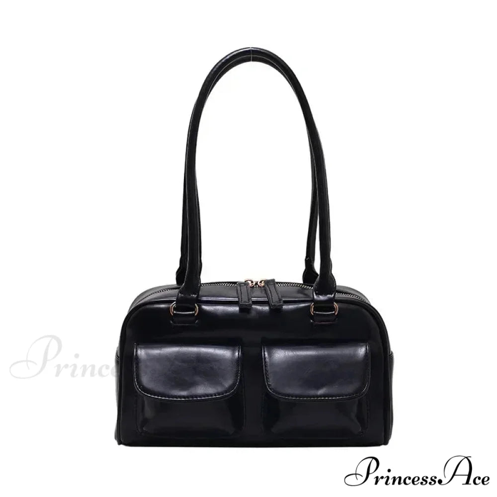 Crimson Glossy Leather Hobo Shoulder Bag