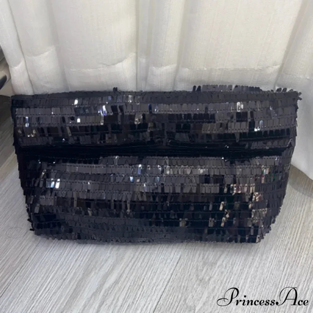 Crimson Sparkling Leather Clutch Bag Wristlet