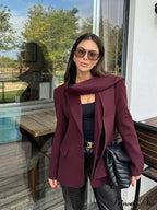 Crimson Woolen Mix Suit Jacket