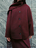 Crimson Woolen Mixes Brief Coat