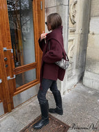 Crimson Woolen Mixes Brief Coat