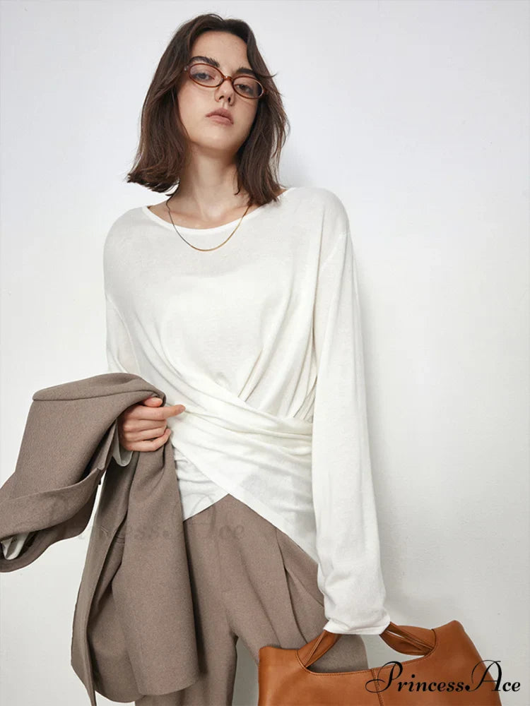 Criss Cross Back Trendy Buttoned Long Sleeve Shirt