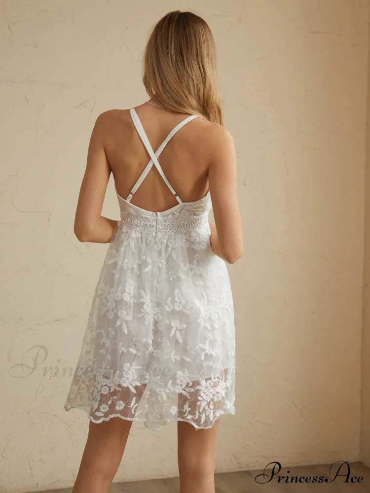 Criss Cross Double Trendy Layers Backless Short Dress