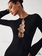 Criss Cross Long Trendy Sleeve Short Dress