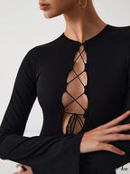 Criss Cross Long Trendy Sleeve Short Dress