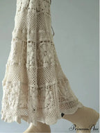 Crochet Blossom Emptied Elastic Waist Skirt