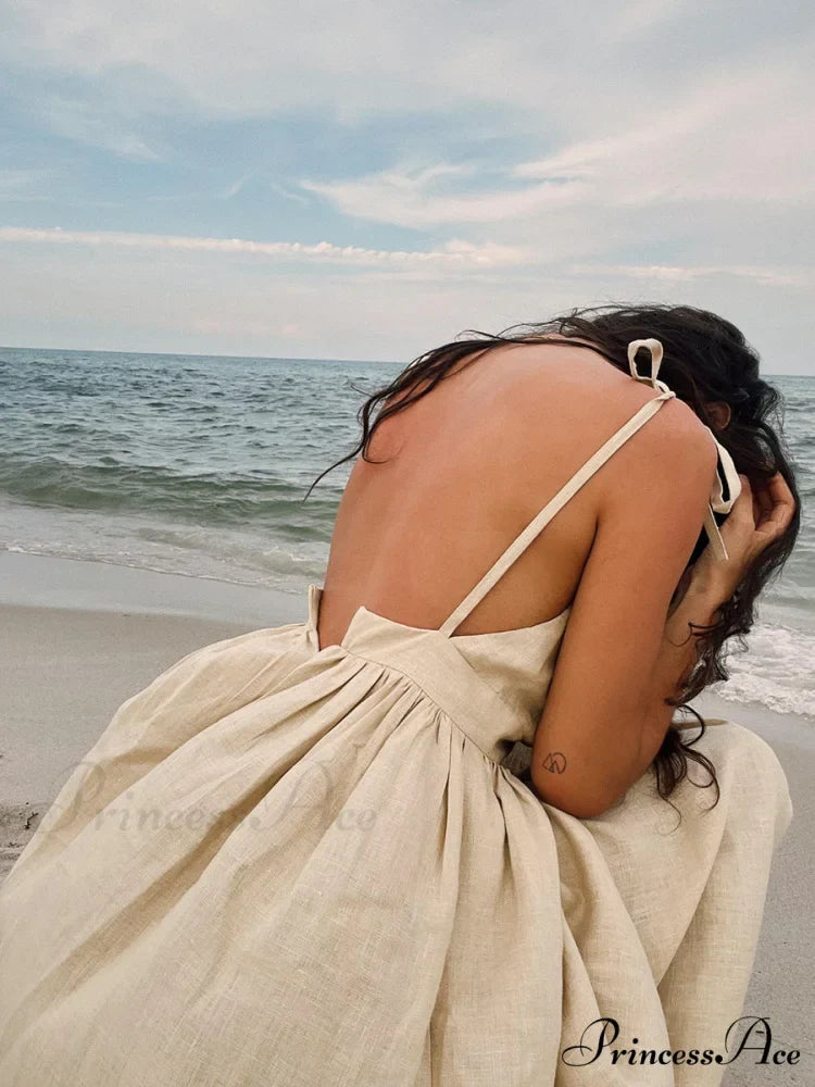 Crochet Cutie Stylish Linen Maxi Dress