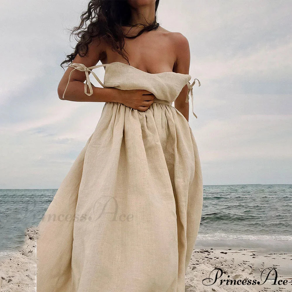 Crochet Cutie Stylish Linen Maxi Dress