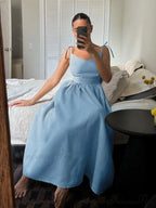 Crochet Cutie Stylish Linen Maxi Dress