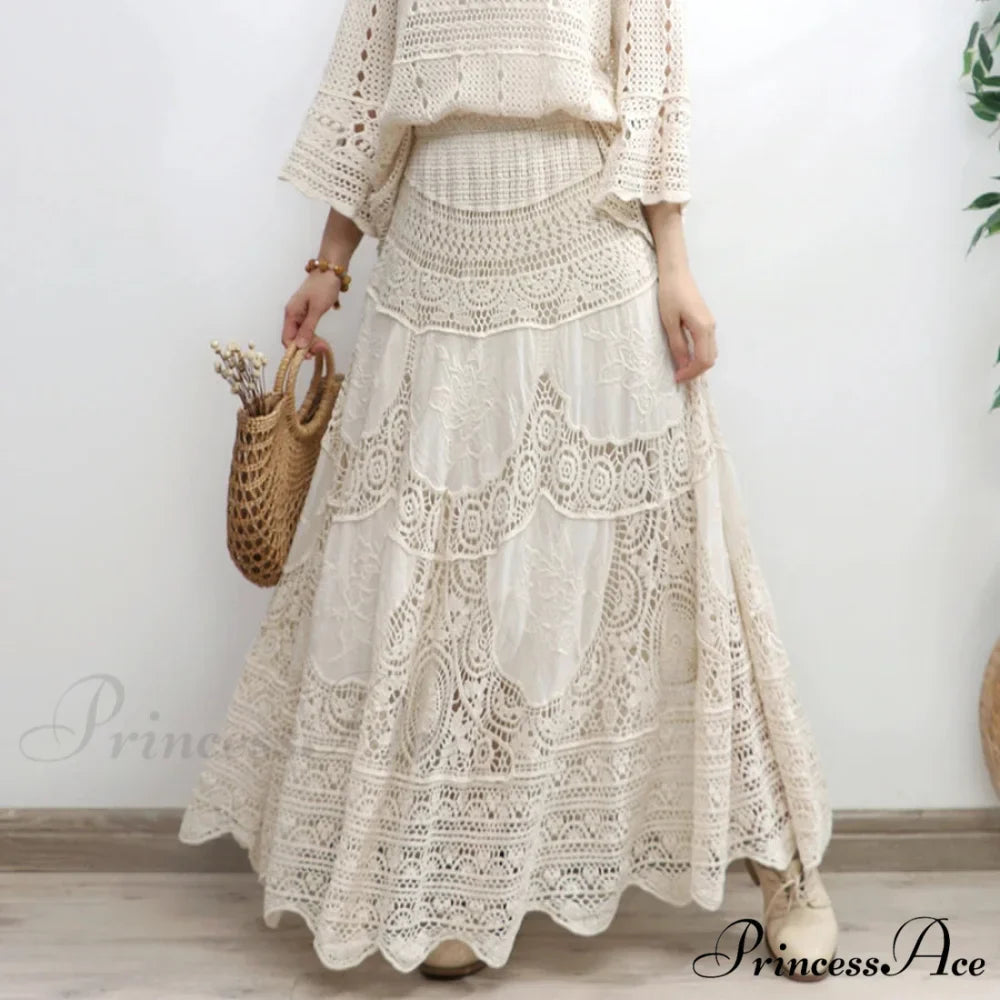 Crochet Empty Peach Lace Skirt