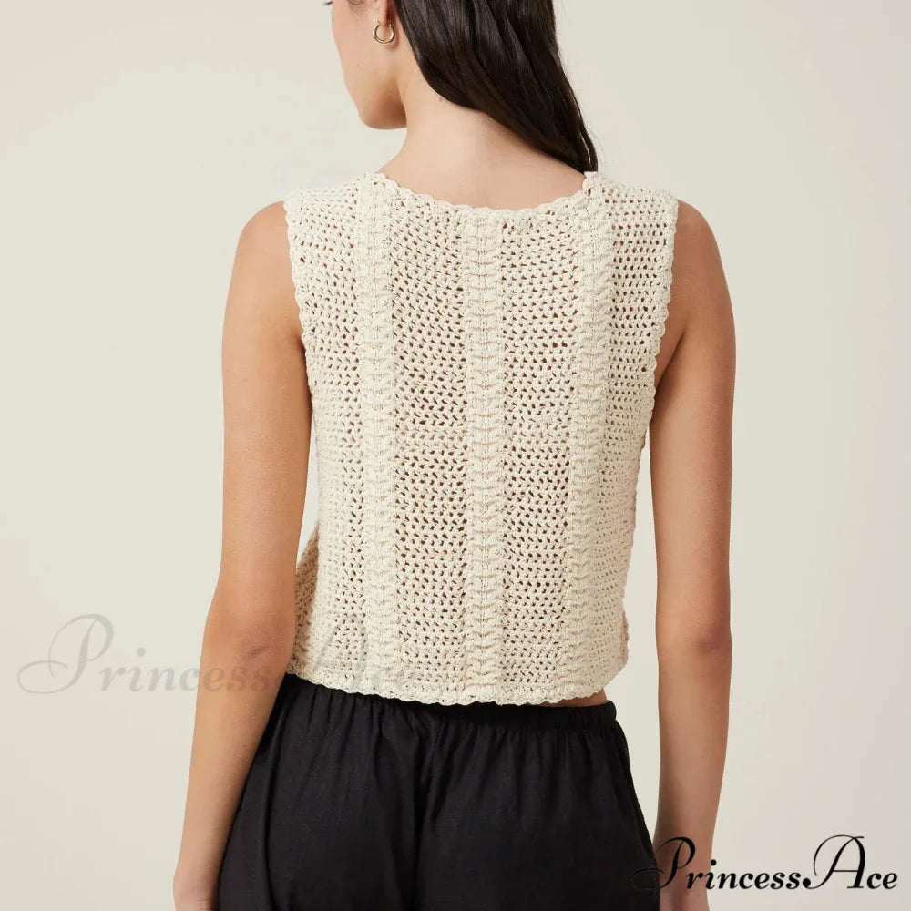 Crochet Empty V-Neck Crop Top