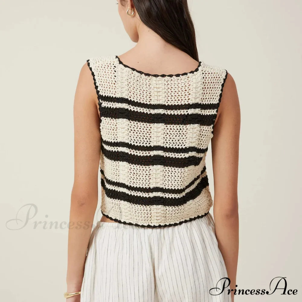 Crochet Empty V-Neck Crop Top