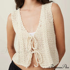Crochet Empty V-Neck Crop Top