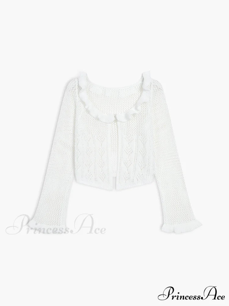 Crochet Eyelet Graceful Fly Away Cardigan