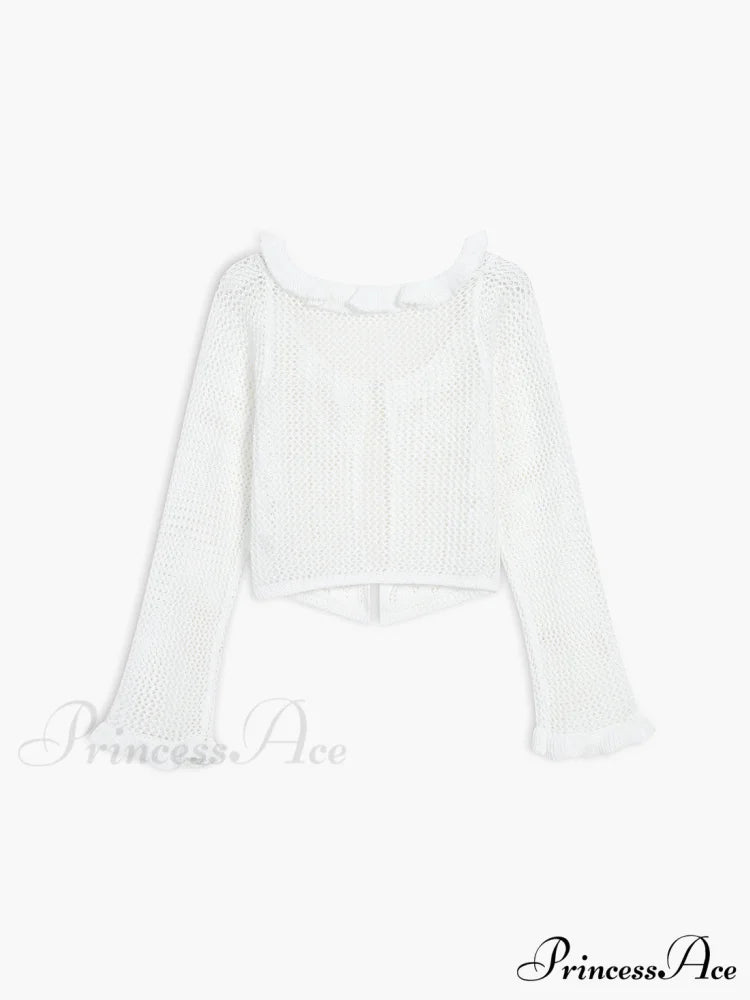 Crochet Eyelet Graceful Fly Away Cardigan