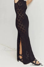 Crochet Hollow Out Knit Tank Dress with Rhombus Pattern