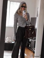 Crochet Hooded Graceful Long Sleeve Top