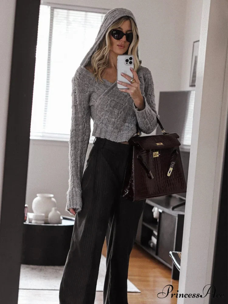 Crochet Hooded Graceful Long Sleeve Top