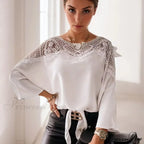 Crochet Stitch Lace Seductive Ivory Top Blouse