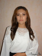 Crochet Stitch Lace Seductive Ivory Top Blouse