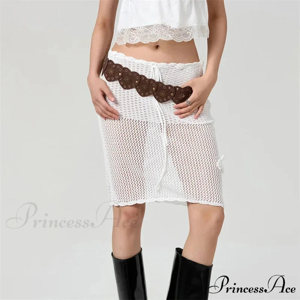 Crochet Three-Dimensional Blossom Knit Skirt