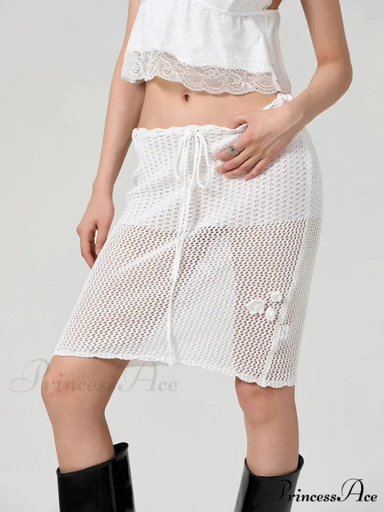 Crochet Three-Dimensional Blossom Knit Skirt