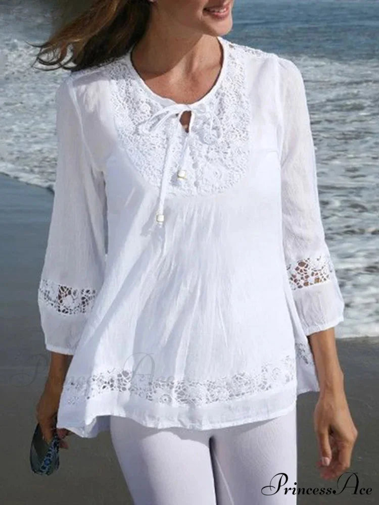 Crocheted Casual Patchwork Blouse