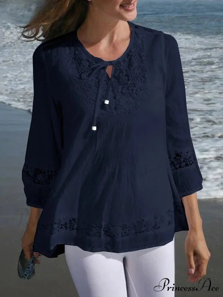 Crocheted Casual Patchwork Blouse