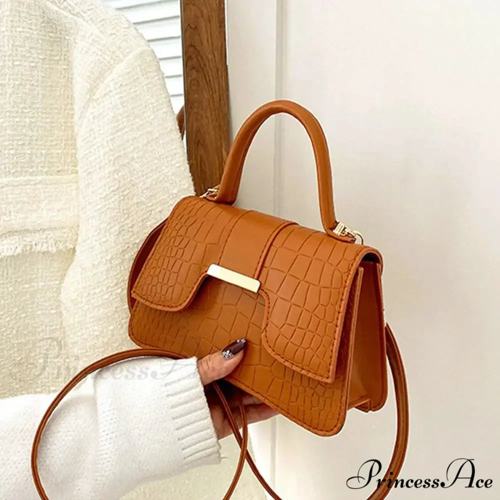 Crocodile Design Petite Square Retro Faux Leather Crossbody Purse