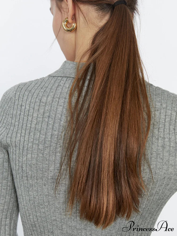 Cropped Knit Graceful Polo Shirt