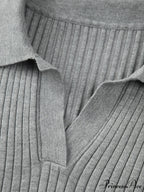 Cropped Knit Graceful Polo Shirt