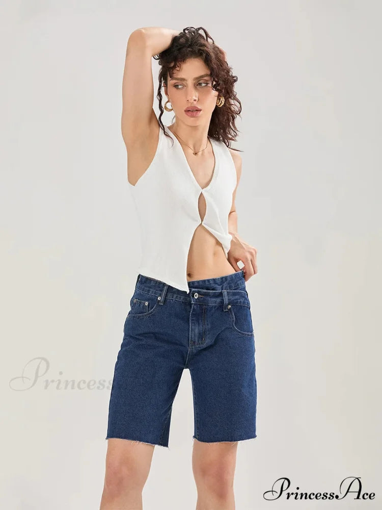 Cross Asymmetrical Denim Short