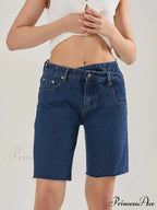 Cross Asymmetrical Denim Short