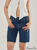 Cross Asymmetrical Denim Short