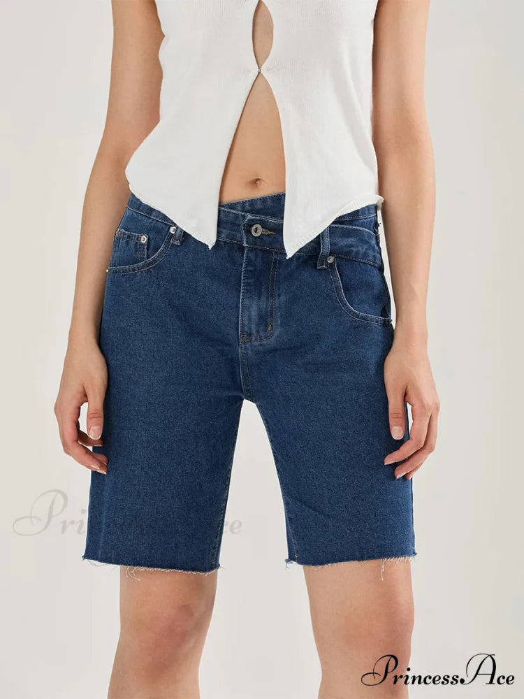 Cross Asymmetrical Denim Short