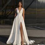 Cross-Neck Sleeveless Marriage Gown
