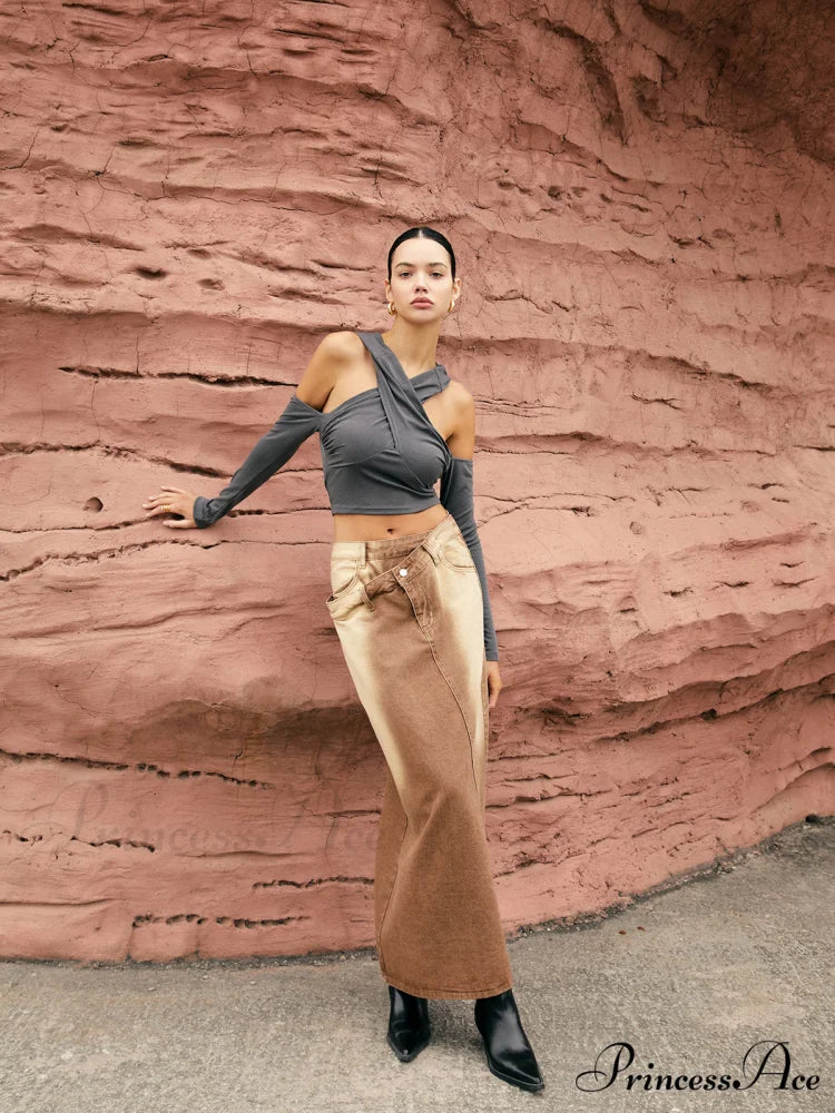 Cross-Over Neck Graceful Hooded Top