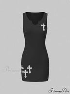 Cross Over Slit Trendy Distressed Denim Maxi Skirt