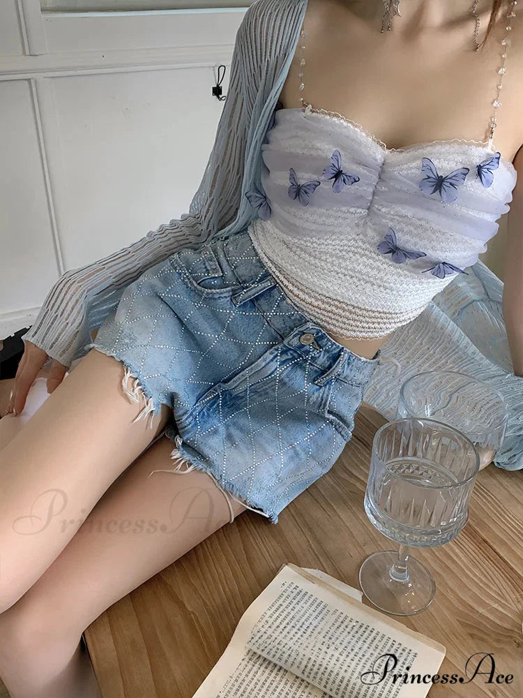 Crossed Tattered Cleansed Denim Short