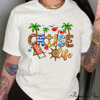 Cruise Casual Short Sleeve Crew Neck Women's Top T-shirt