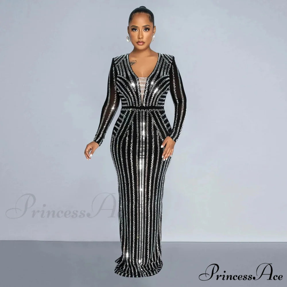 Crystal Rhinestone Long Party Dress