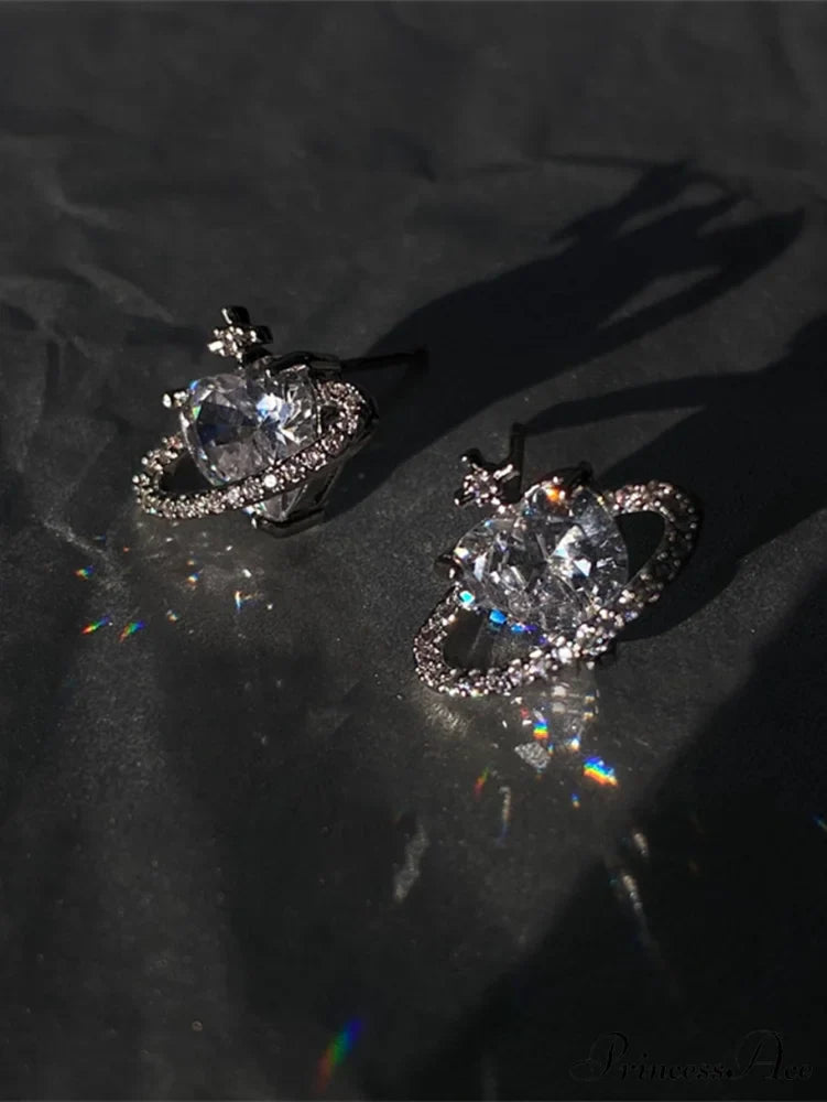 Cubic Zirconia Heart Shaped Stud Earrings