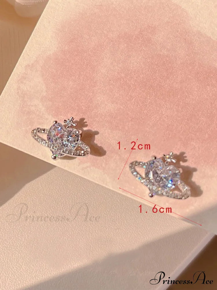 Cubic Zirconia Heart Shaped Stud Earrings