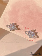Cubic Zirconia Heart Shaped Stud Earrings