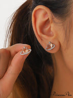 Cubic Zirconia Heart Shaped Stud Earrings